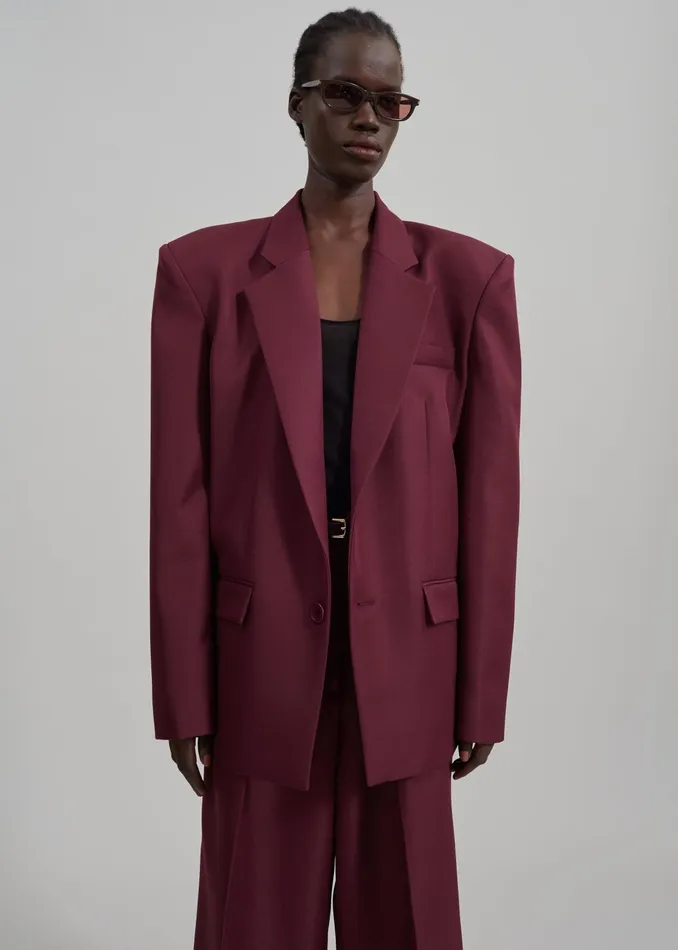 The Frankie Shop Outerwear Jun Blazer 8211 Burgundy 8211 Women