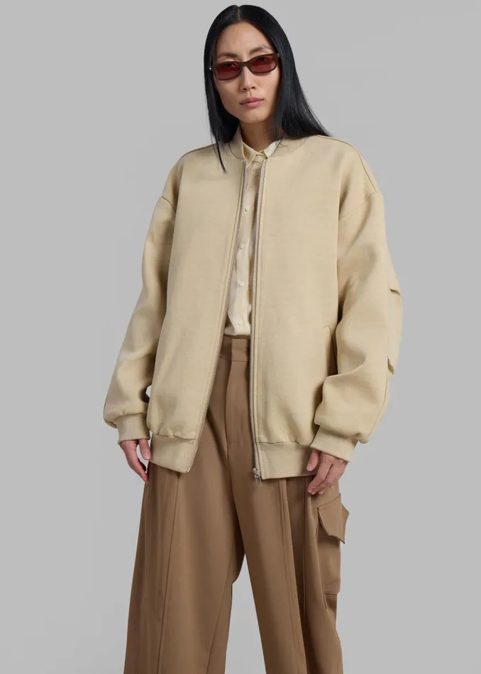 The Frankie Shop Outerwear Jura Cotton Bomber Jacket 8211 Beige 8211 Women