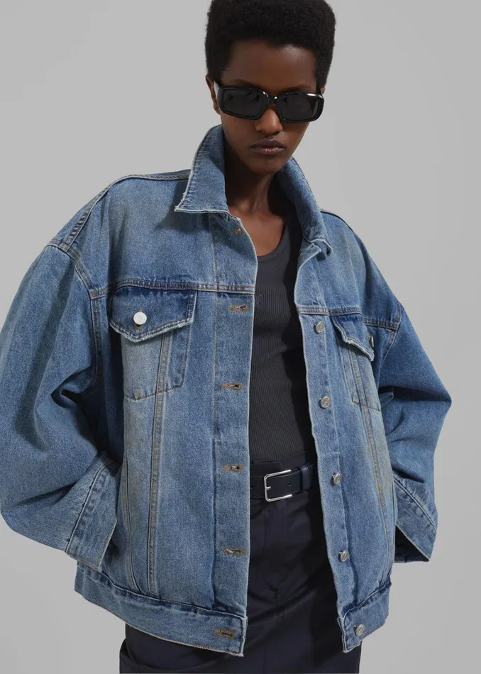 The Frankie Shop Outerwear Katell Denim Jacket 8211 Worn Wash 8211 Women