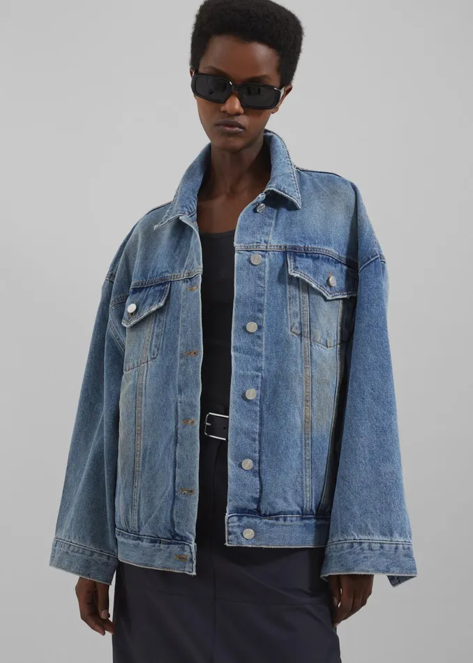 The Frankie Shop Outerwear Katell Denim Jacket 8211 Worn Wash 8211 Women