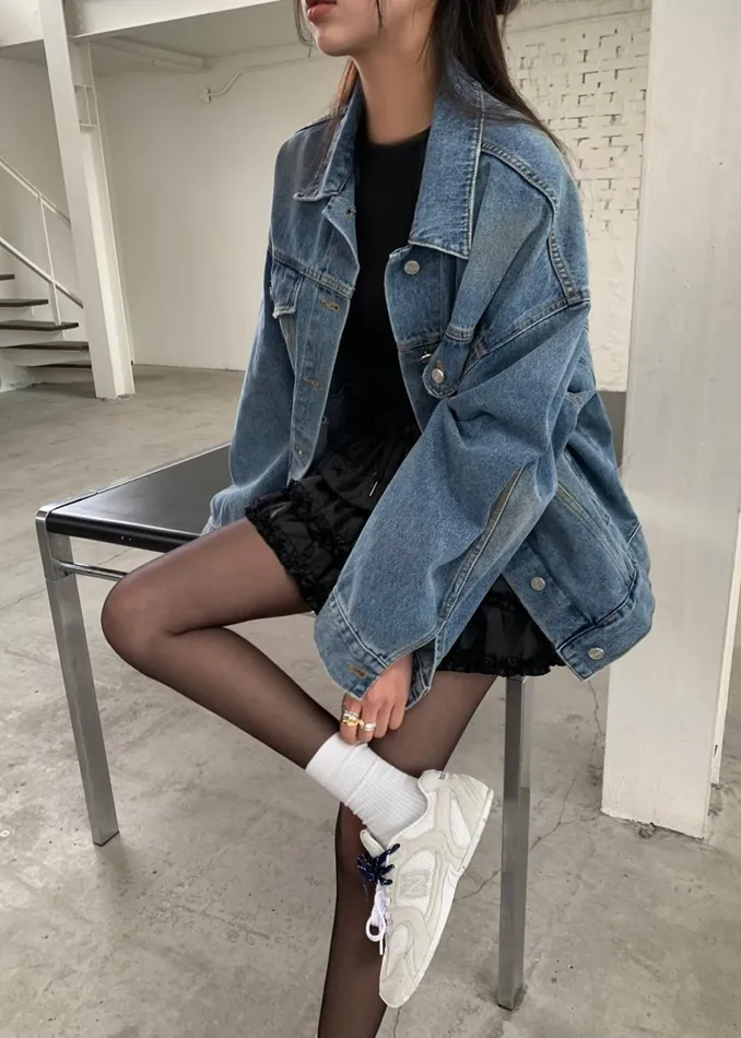The Frankie Shop Outerwear Katell Denim Jacket 8211 Worn Wash 8211 Women