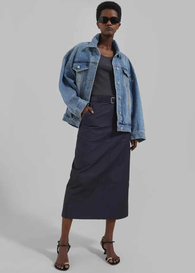 The Frankie Shop Outerwear Katell Denim Jacket 8211 Worn Wash 8211 Women