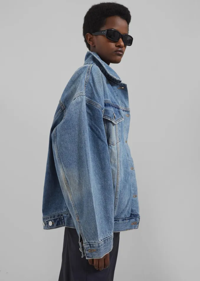 The Frankie Shop Outerwear Katell Denim Jacket 8211 Worn Wash 8211 Women