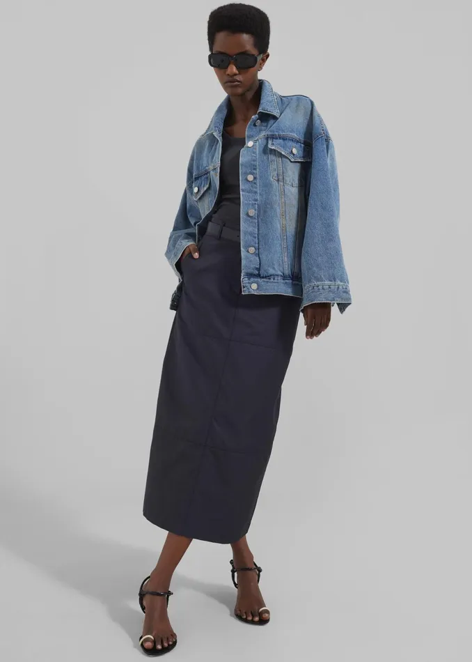 The Frankie Shop Outerwear Katell Denim Jacket 8211 Worn Wash 8211 Women
