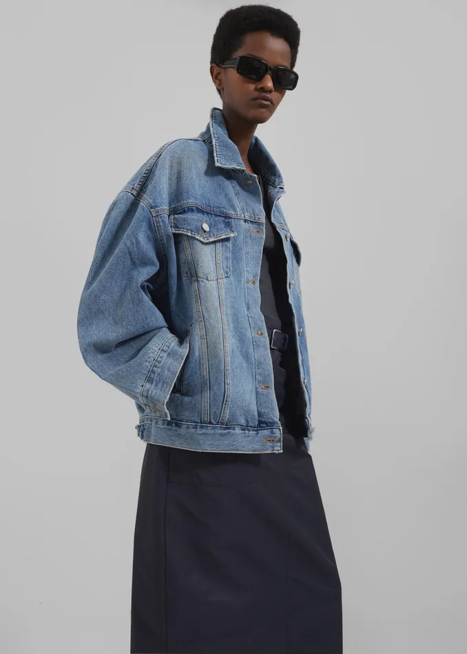 The Frankie Shop Outerwear Katell Denim Jacket 8211 Worn Wash 8211 Women