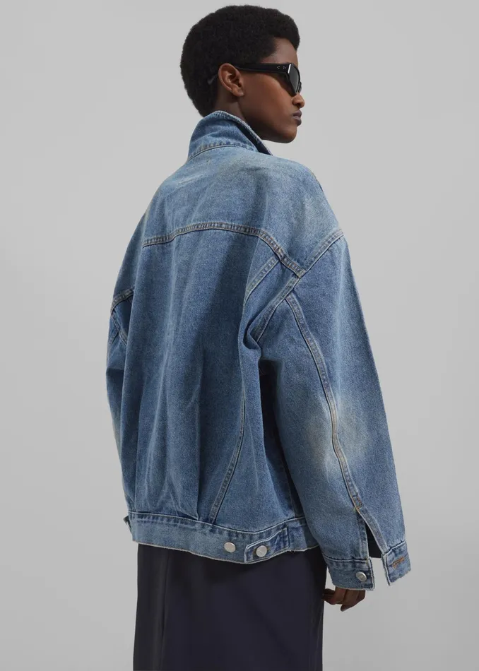The Frankie Shop Outerwear Katell Denim Jacket 8211 Worn Wash 8211 Women