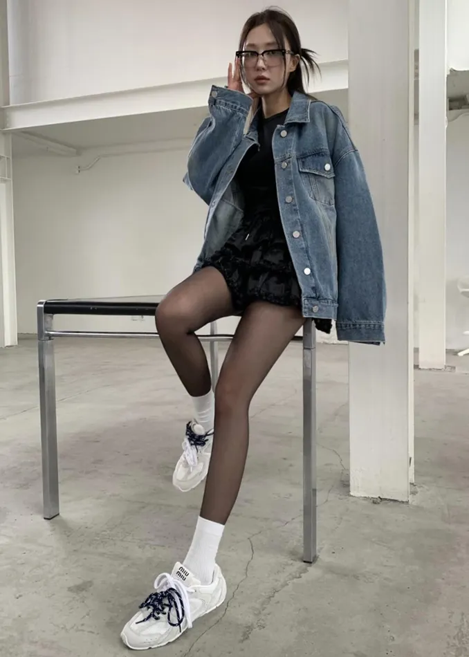 The Frankie Shop Outerwear Katell Denim Jacket 8211 Worn Wash 8211 Women