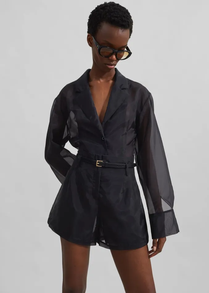 The Frankie Shop Outerwear Lise Sheer Blazer 8211 Black 8211 Women