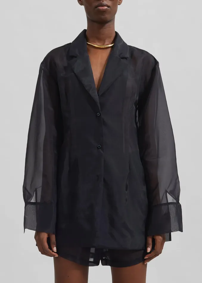 The Frankie Shop Outerwear Lise Sheer Blazer 8211 Black 8211 Women