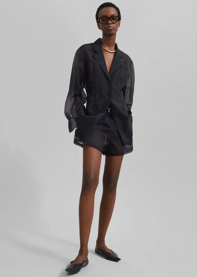 The Frankie Shop Outerwear Lise Sheer Blazer 8211 Black 8211 Women