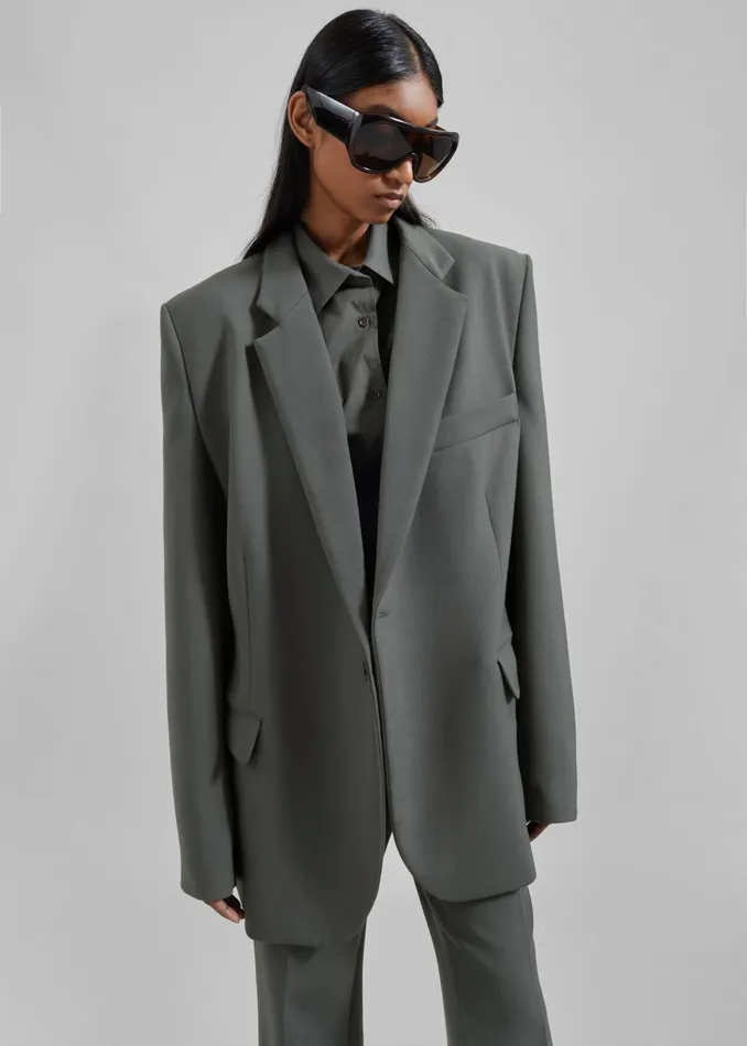 The Frankie Shop Outerwear Lyra Oversized Blazer 8211 Light Khaki 8211 Women