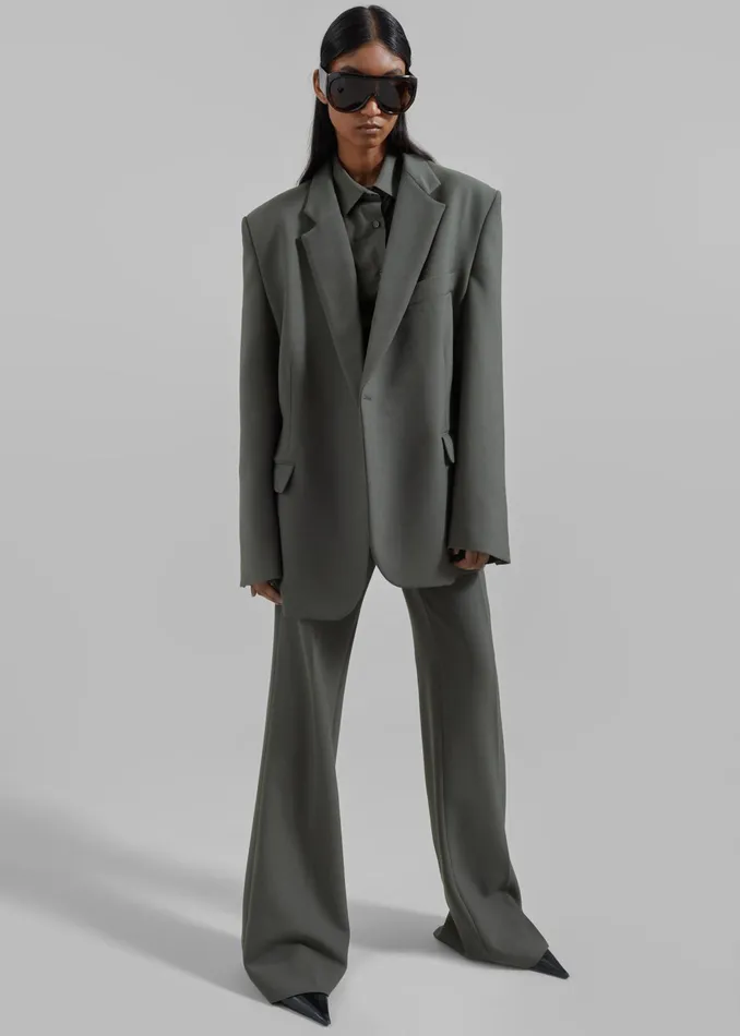 The Frankie Shop Outerwear Lyra Oversized Blazer 8211 Light Khaki 8211 Women