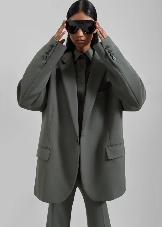 The Frankie Shop Outerwear Lyra Oversized Blazer 8211 Light Khaki 8211 Women