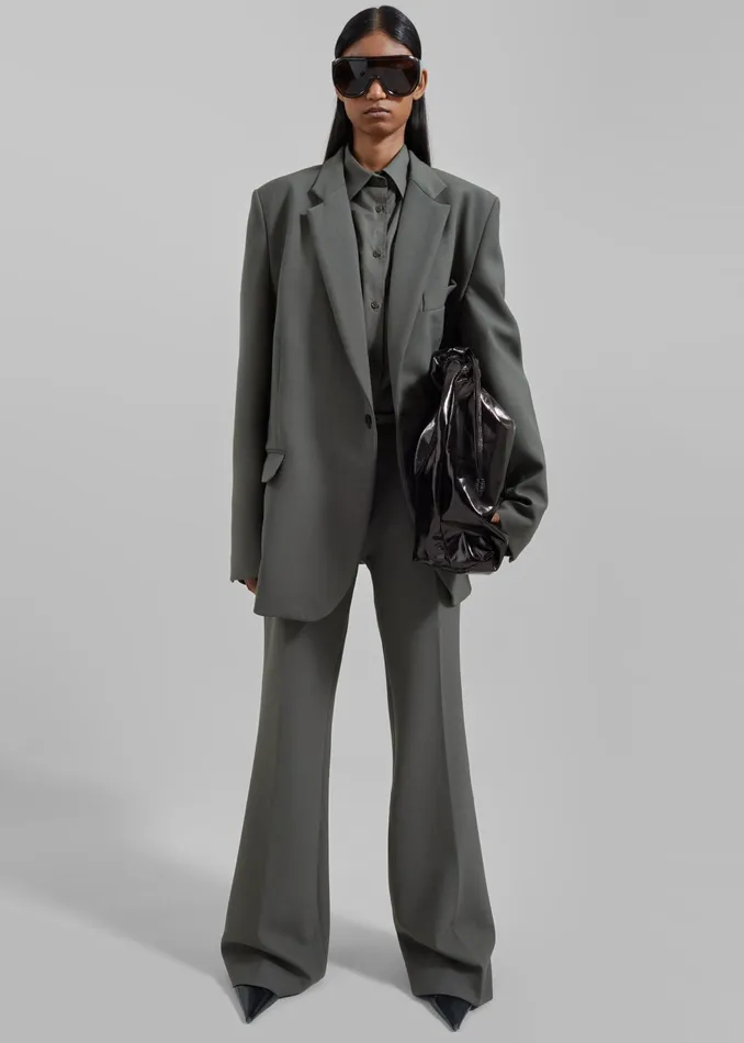 The Frankie Shop Outerwear Lyra Oversized Blazer 8211 Light Khaki 8211 Women