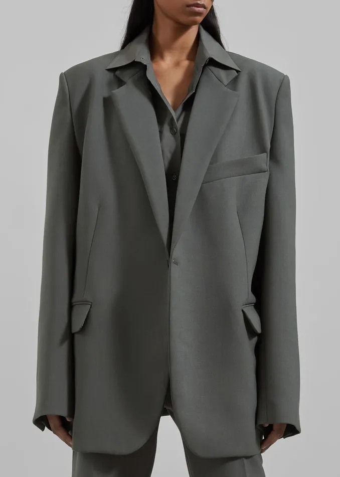 The Frankie Shop Outerwear Lyra Oversized Blazer 8211 Light Khaki 8211 Women