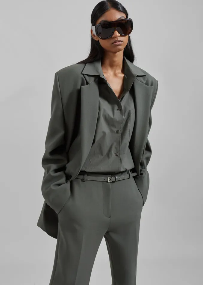 The Frankie Shop Outerwear Lyra Oversized Blazer 8211 Light Khaki 8211 Women