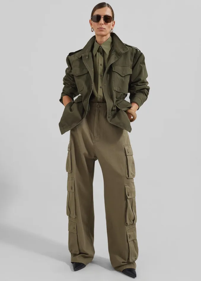 The Frankie Shop Outerwear Merano Cargo Jacket 8211 Khaki 8211 Women