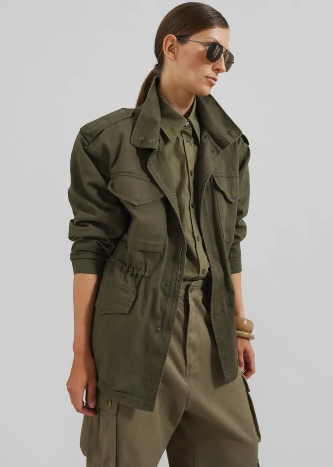 The Frankie Shop Outerwear Merano Cargo Jacket 8211 Khaki 8211 Women