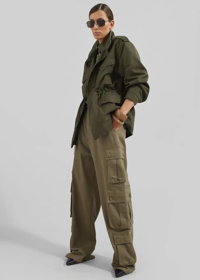 The Frankie Shop Outerwear Merano Cargo Jacket 8211 Khaki 8211 Women