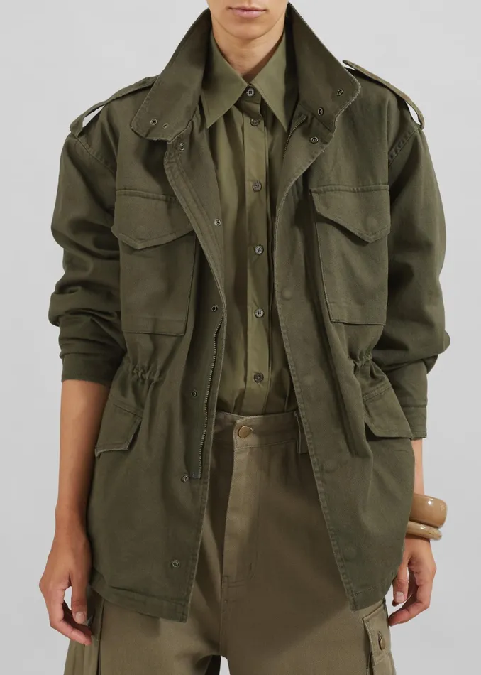 The Frankie Shop Outerwear Merano Cargo Jacket 8211 Khaki 8211 Women