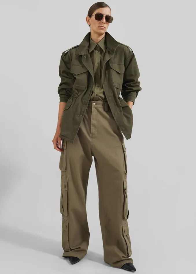 The Frankie Shop Outerwear Merano Cargo Jacket 8211 Khaki 8211 Women