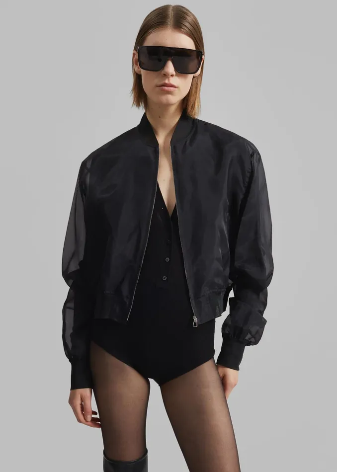 The Frankie Shop Outerwear Micky Cropped Sheer Bomber 8211 Black 8211 Women