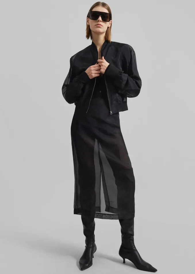 The Frankie Shop Outerwear Micky Cropped Sheer Bomber 8211 Black 8211 Women