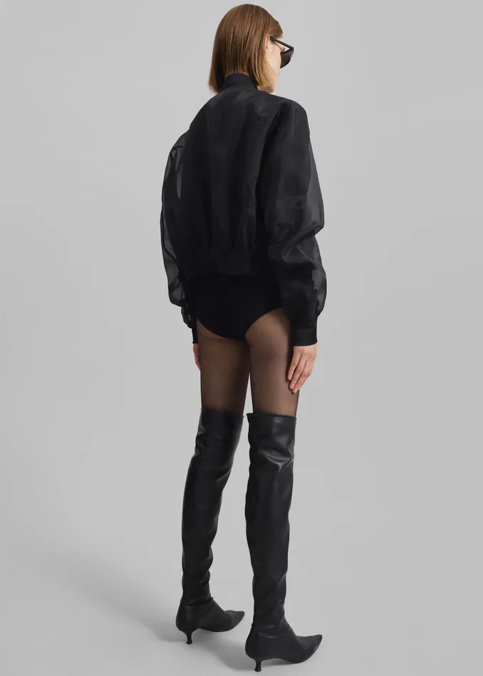 The Frankie Shop Outerwear Micky Cropped Sheer Bomber 8211 Black 8211 Women