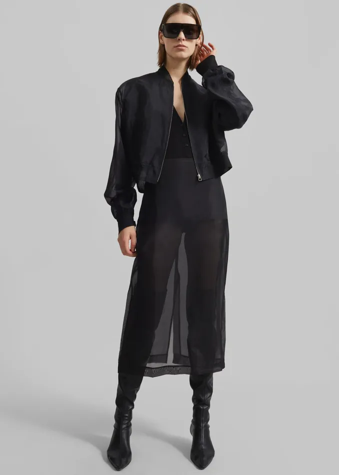 The Frankie Shop Outerwear Micky Cropped Sheer Bomber 8211 Black 8211 Women