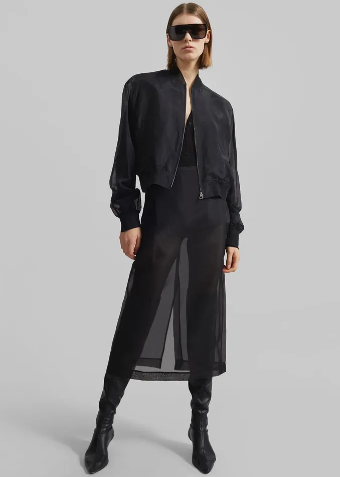 The Frankie Shop Outerwear Micky Cropped Sheer Bomber 8211 Black 8211 Women