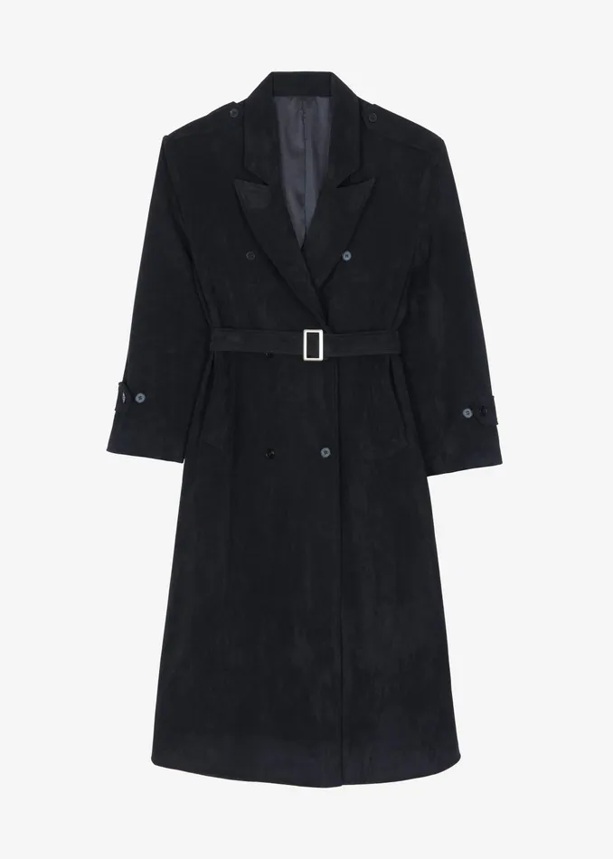 The Frankie Shop Outerwear Peoria Faux Suede Trench Coat 8211 Black 8211 Women