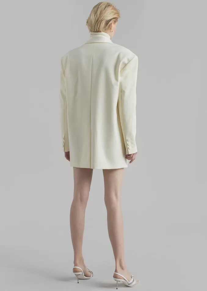 The Frankie Shop Outerwear Poppy Satin Collar Blazer 8211 Cream 8211 Women