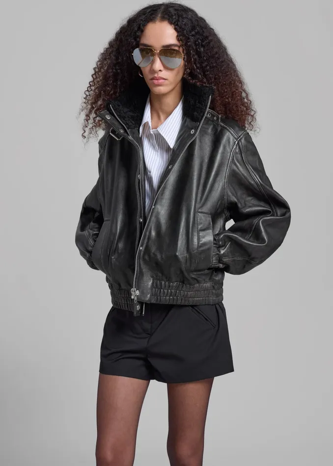 The Frankie Shop Outerwear Samse Samse Sameadow Bomber 8211 Washed Black Olive 8211 Women