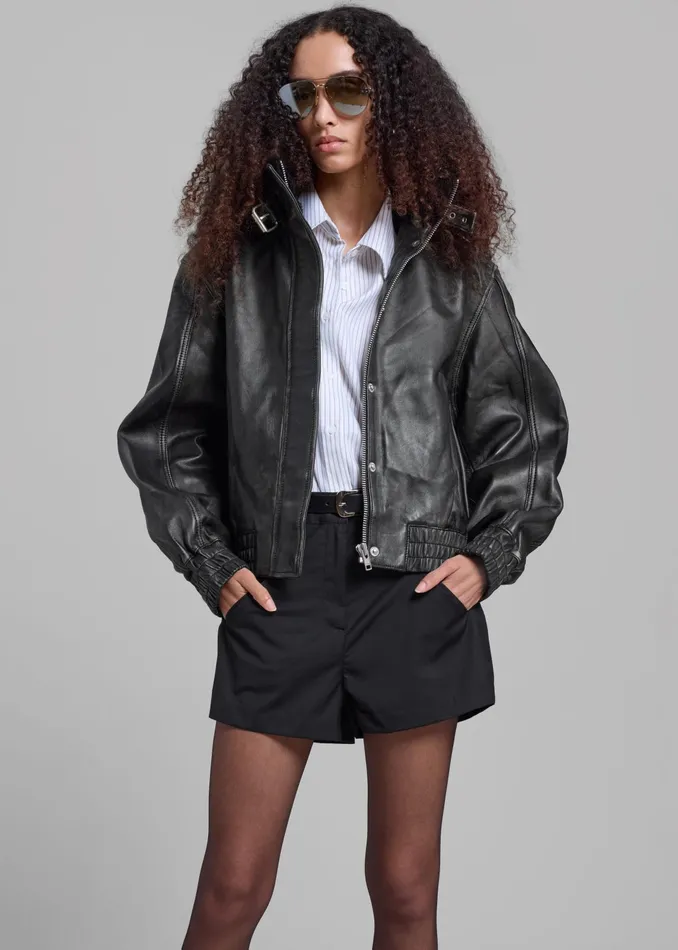 The Frankie Shop Outerwear Samse Samse Sameadow Bomber 8211 Washed Black Olive 8211 Women