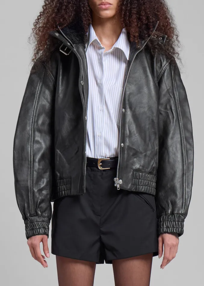The Frankie Shop Outerwear Samse Samse Sameadow Bomber 8211 Washed Black Olive 8211 Women