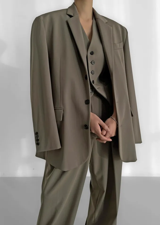 The Frankie Shop Outerwear Tansy Oversized Blazer 8211 Olive 8211 Women