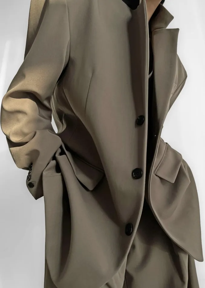 The Frankie Shop Outerwear Tansy Oversized Blazer 8211 Olive 8211 Women