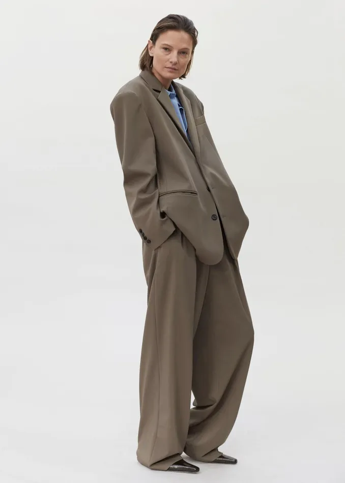 The Frankie Shop Outerwear Tansy Oversized Blazer 8211 Olive 8211 Women