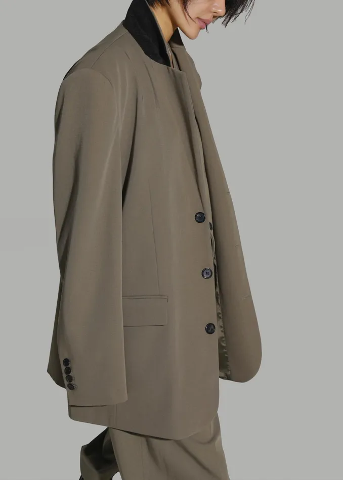 The Frankie Shop Outerwear Tansy Oversized Blazer 8211 Olive 8211 Women