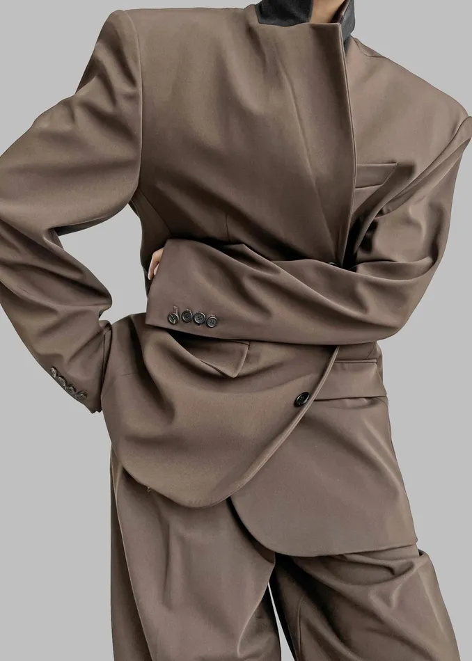 The Frankie Shop Outerwear Tansy Oversized Blazer 8211 Olive 8211 Women