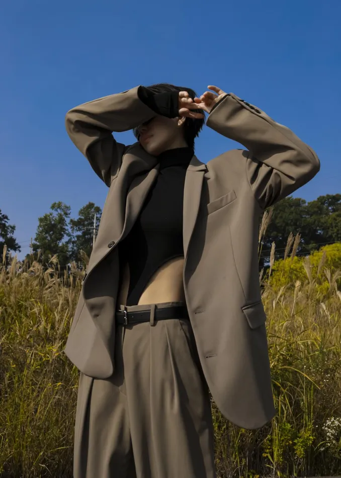 The Frankie Shop Outerwear Tansy Oversized Blazer 8211 Olive 8211 Women