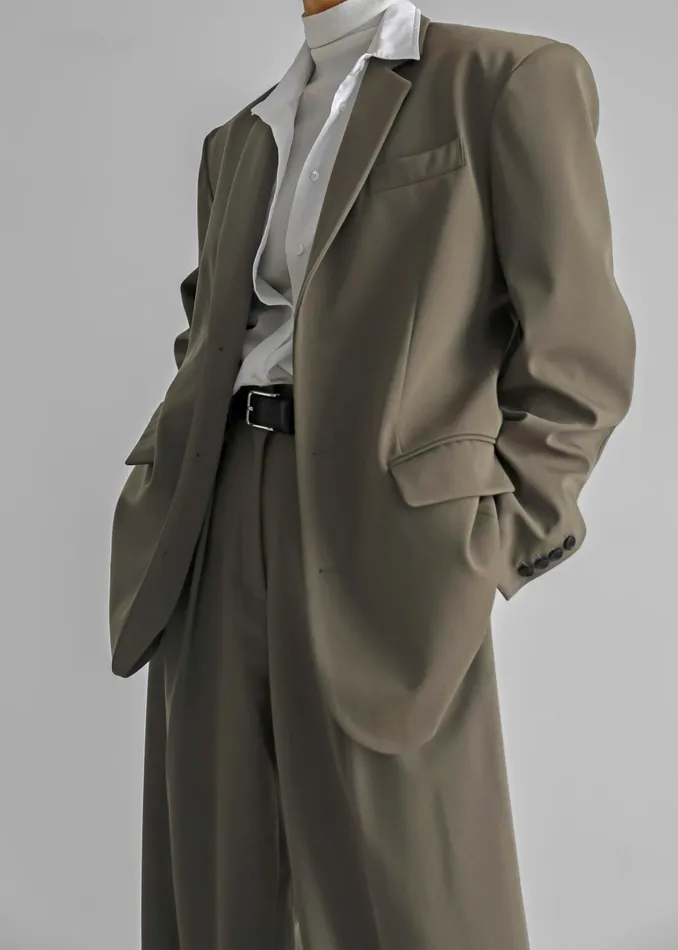 The Frankie Shop Outerwear Tansy Oversized Blazer 8211 Olive 8211 Women