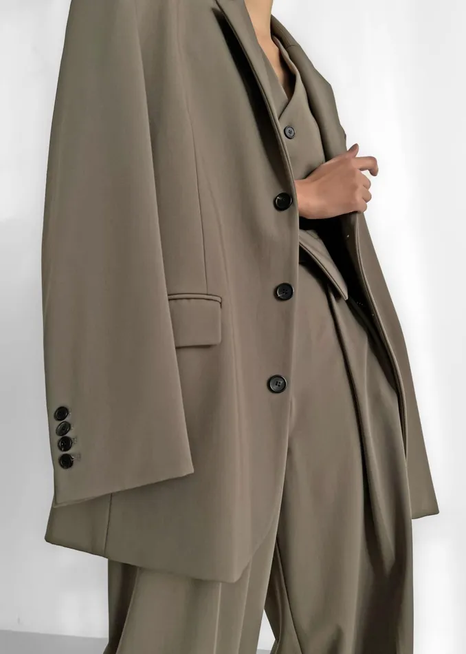 The Frankie Shop Outerwear Tansy Oversized Blazer 8211 Olive 8211 Women