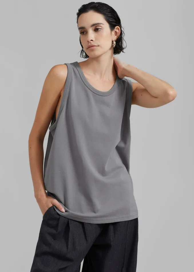 The Frankie Shop Tops Briston Boxy Tank 8211 Grey 8211 Women