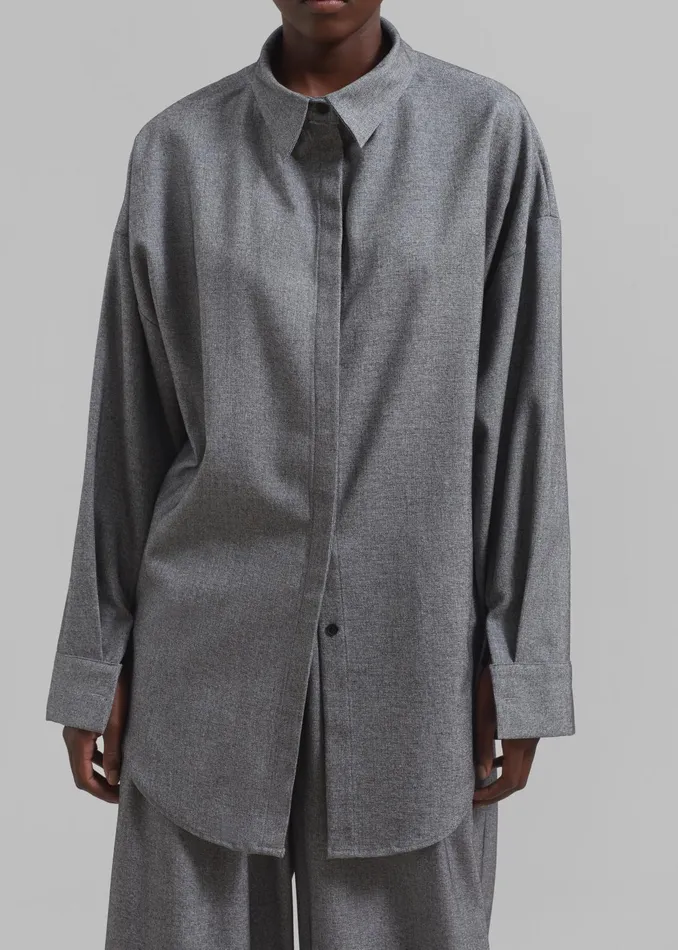 The Frankie Shop Tops Casey Reversible Button Up Shirt 8211 Grey 8211 Women