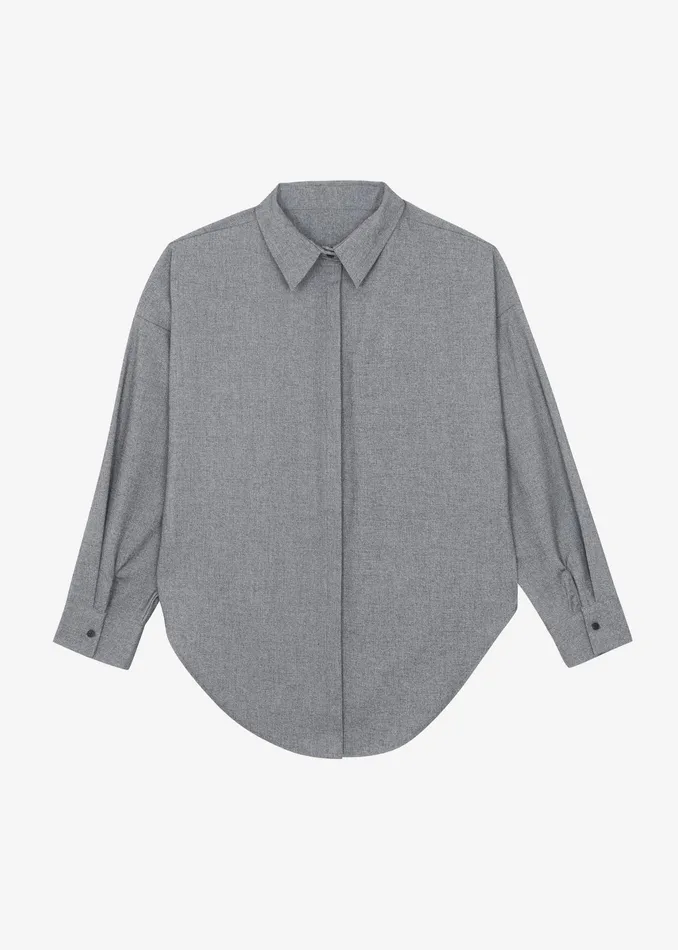 The Frankie Shop Tops Casey Reversible Button Up Shirt 8211 Grey 8211 Women