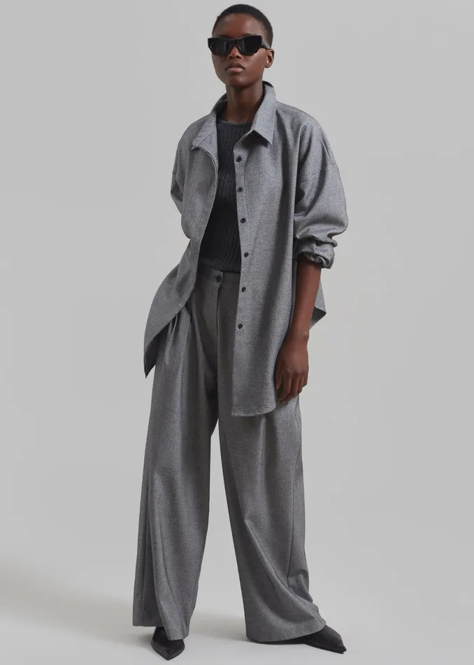 The Frankie Shop Tops Casey Reversible Button Up Shirt 8211 Grey 8211 Women