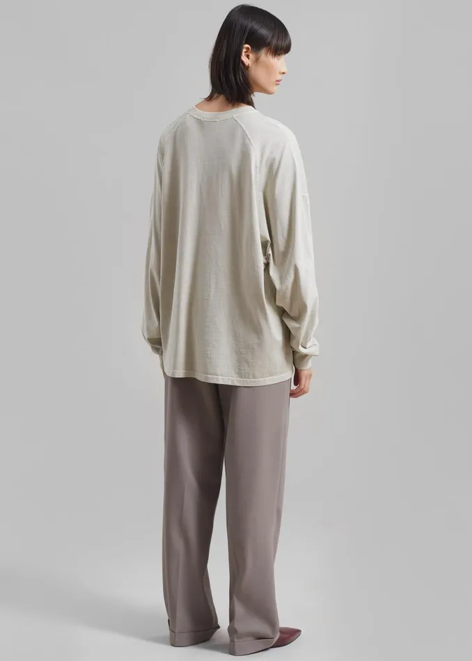The Frankie Shop Tops Collins Long Sleeve Tee 8211 Beige 8211 WomenMen