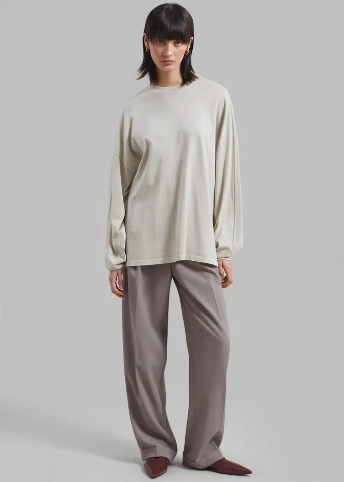 The Frankie Shop Tops Collins Long Sleeve Tee 8211 Beige 8211 WomenMen
