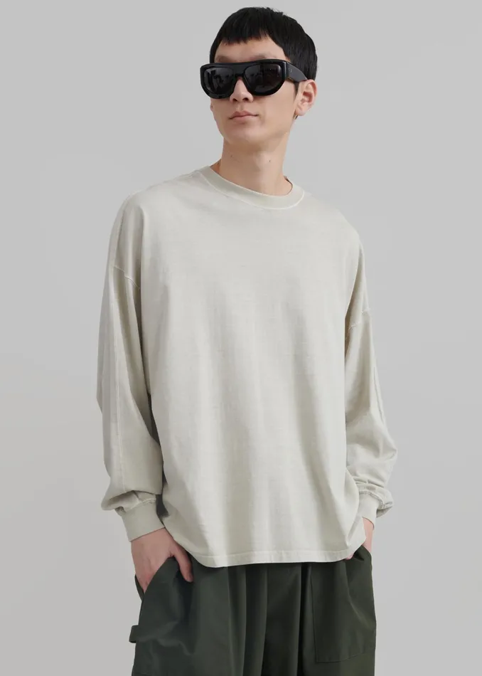 The Frankie Shop Tops Collins Long Sleeve Tee 8211 Beige 8211 WomenMen